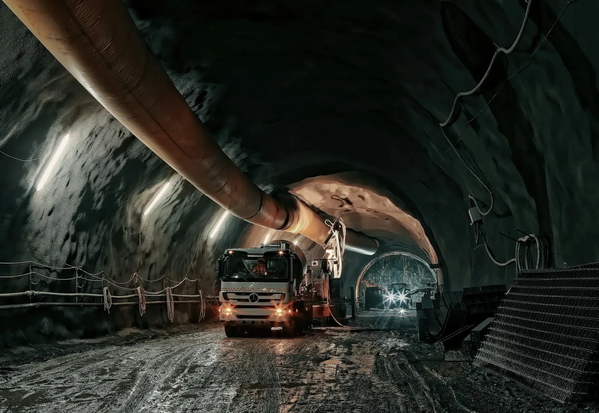 Truck driving in mine
